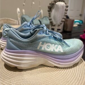 Hoka Blue and White Athletic Shoes with Cushioned Sole